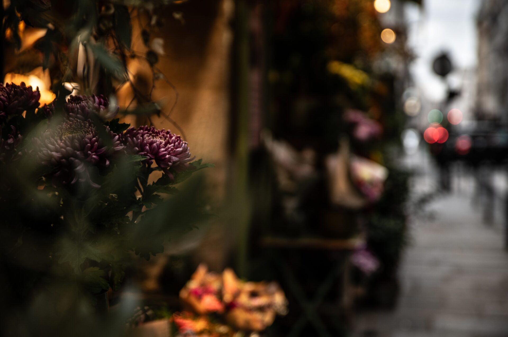 Bloemenwinkel in Parijs op een regenachtige dag - prachtige kleuren - streets of Paris